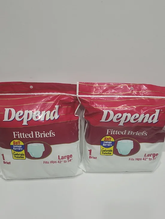 Depend Fitted Briefs Large - Burgundy/White - Picture 1 of 3